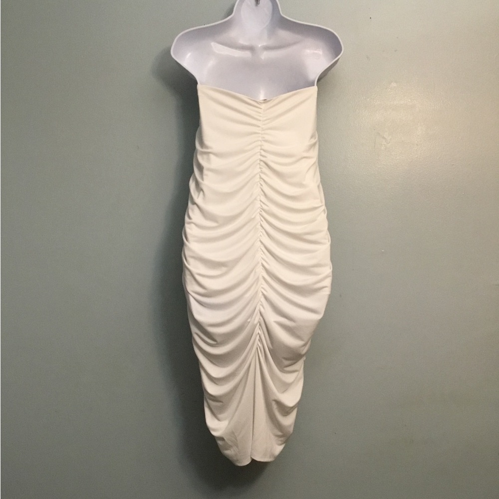 INC International Concepts White Strapless Ruched Dress - Picture 7 of 15